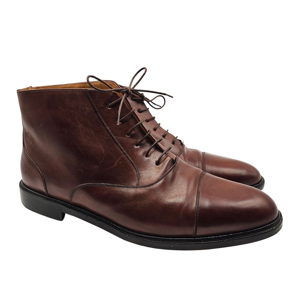 Mezlan Camden Cap Toe Leather Dress Boots 12 Wide Brown Leather Spain Old Money